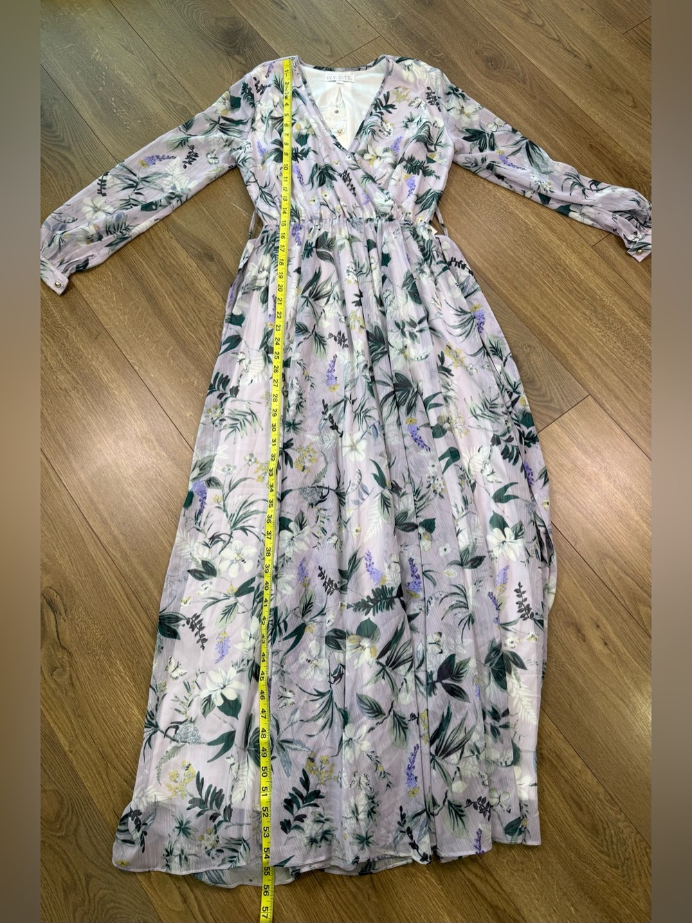 NWT Ivy City Co Lavender Fields Faux Wrap Maxi Dress Size Small Purple Floral - Picture 11 of 11